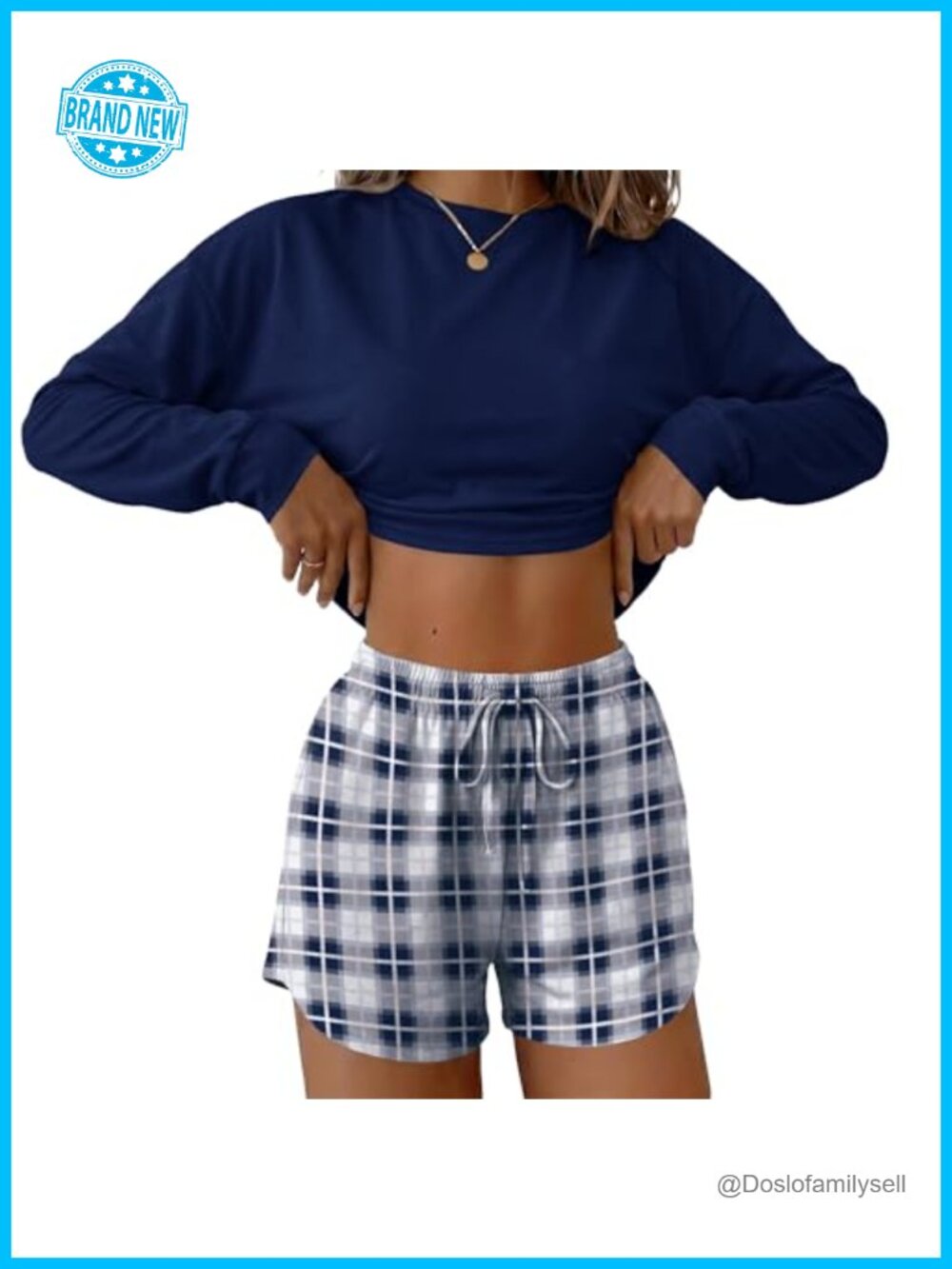 Ekouaer Women's Pajama Set Long Sleeve Top and Shorts Lounge Sleepwear